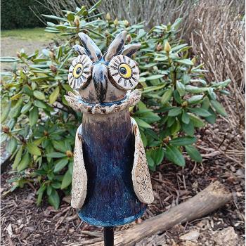 Preview: Eule - Uhu - Pfostenhocker - Gartendekoration - frostfest