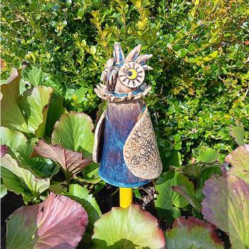 Preview: Eule - Uhu - Pfostenhocker - Gartendekoration - frostfest