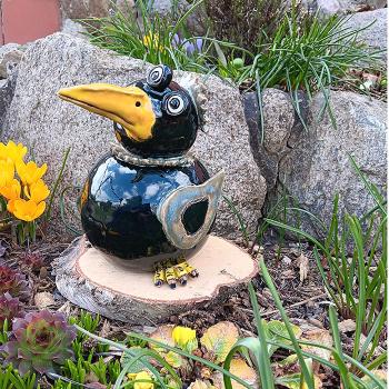 Preview: großer dicker Rabe - Gartendekoration - frostfest