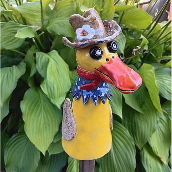 Preview: lustiger Enterich - Pfostenhocker - Gartendekoration - frostfest