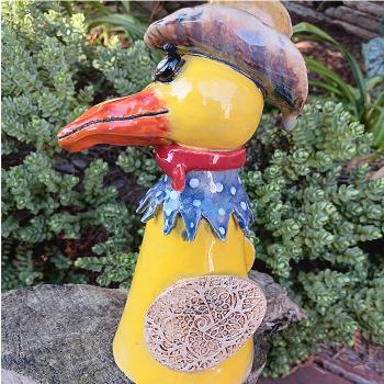 Preview: lustiger Enterich - Pfostenhocker - Gartendekoration - frostfest
