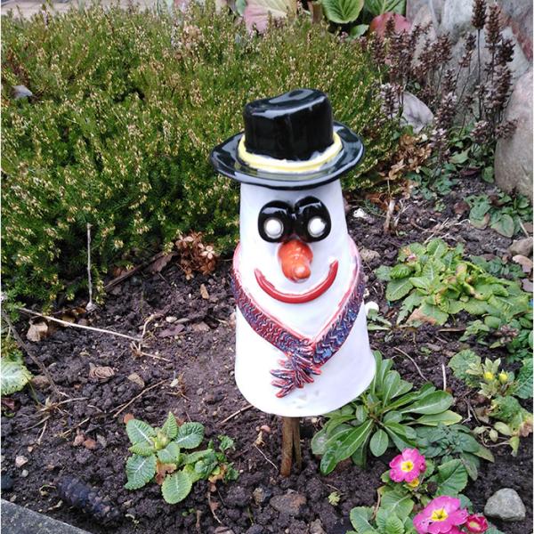 Schneemann - Pfostenhocker - frostfest - Gartendekoration