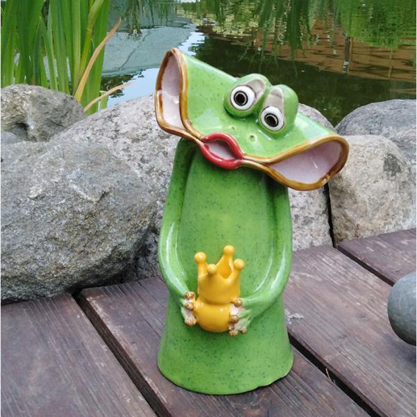 lustiger Froschkönig - Gartendekoration - Pfostenhocker