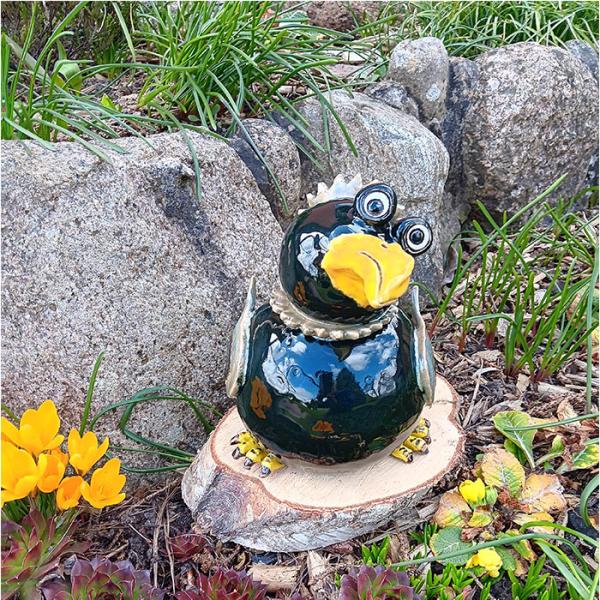 großer dicker Rabe - Gartendekoration - frostfest